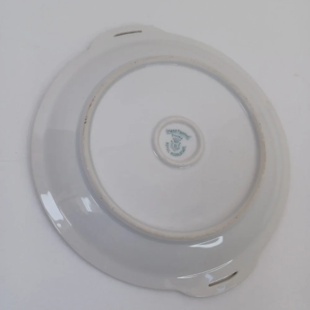 Royal Rudolstadt Hand‎ Painted Prussia Plate White Roses Gold Trim Handles